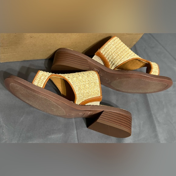 Franco Sarto Sia Slide Sandals in Natural Beige Raffia - Picture 4 of 8